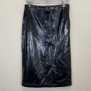 NWT Blank NYC Front Split Faux Leather Pencil‎ Skirt Black Size 27/S